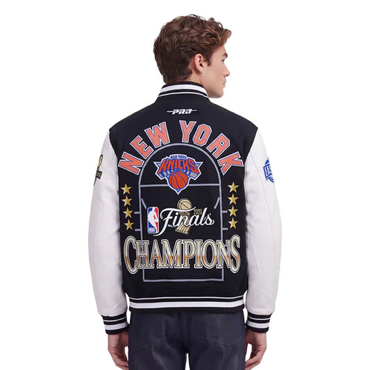NEW YORK KNICKS MEN'S VARSITY JACKET BLACK