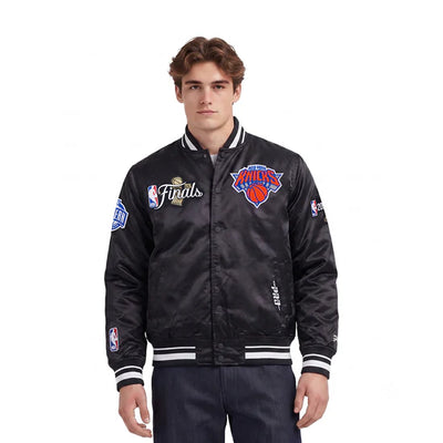 NEW YORK KNICKS 2026 NBA CHAMPIONSHIP MEN'S SATIN JACKET BLACK