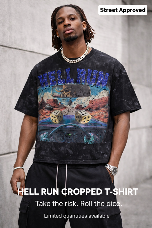 BKYS MEN'S HELL RUN CROPPED TSHIRT BLACK