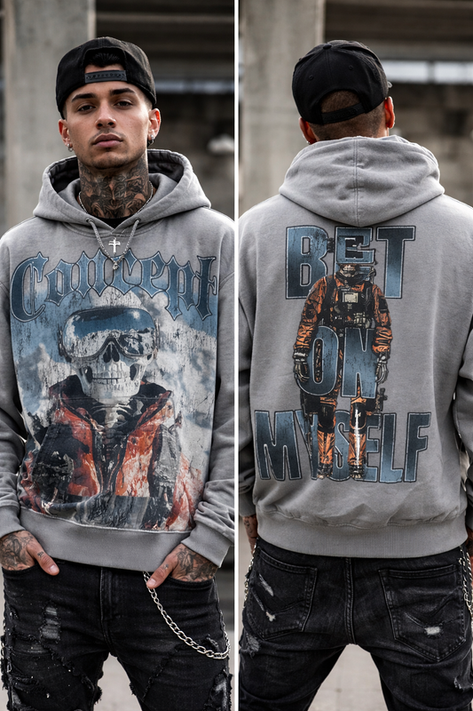 CONCEPT MEN'S ''SKIER'' GREY WASH HOODIE
