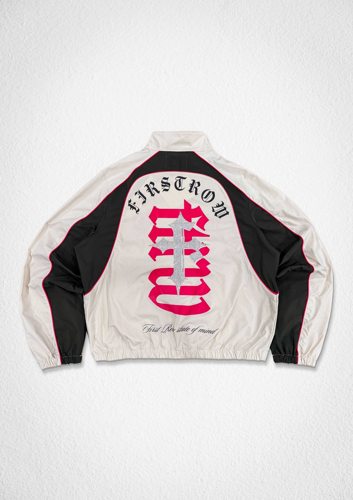 FIRST ROW NEVER GIVE UP MEN’S NYLON TRACK SET CREAM