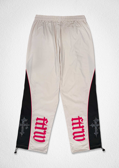FIRST ROW NEVER GIVE UP MEN’S NYLON TRACK SET CREAM