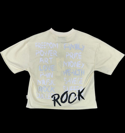 BKYS ROCK MY WORLD CROPPED T-SHIRT CREAM