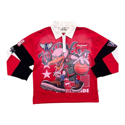 BKYS MEN’S STREET HOOPS LONG SLEEVE T-SHIRT RED 1589