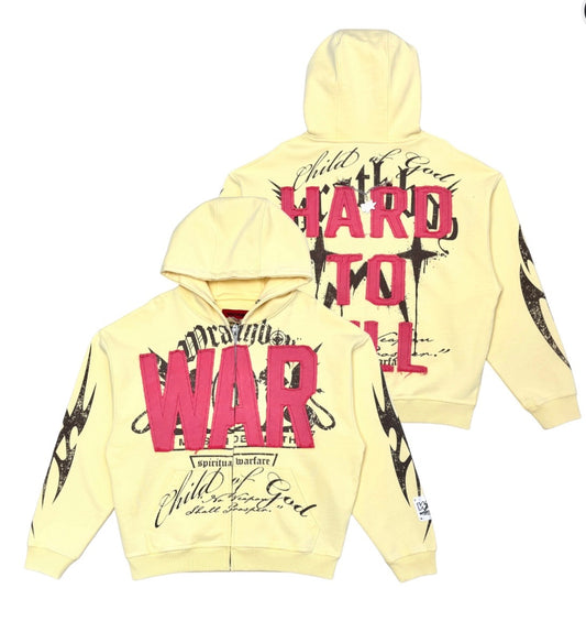 WRATHBOY MEN’S HARD TO KILL GRAPHIC ZIP-UP HOODIE YELLOW
