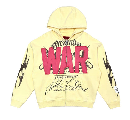WRATHBOY MEN’S HARD TO KILL GRAPHIC ZIP-UP HOODIE YELLOW
