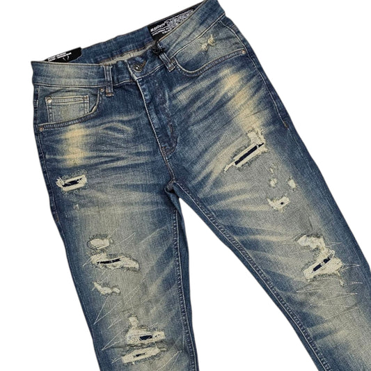 M SOCIETY RIP AND REPAIR VINTAGE BLUE JEANS MS-80382