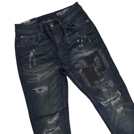 M SOCIETY JEANS RIPS & REPAIR TINT BLUE MS-80381