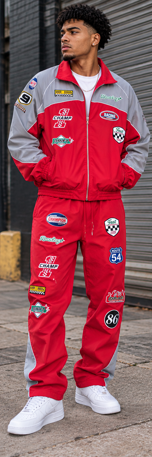 KINDRED MEN’S PATCHED STREET TRACKSUIT RED/GRAY