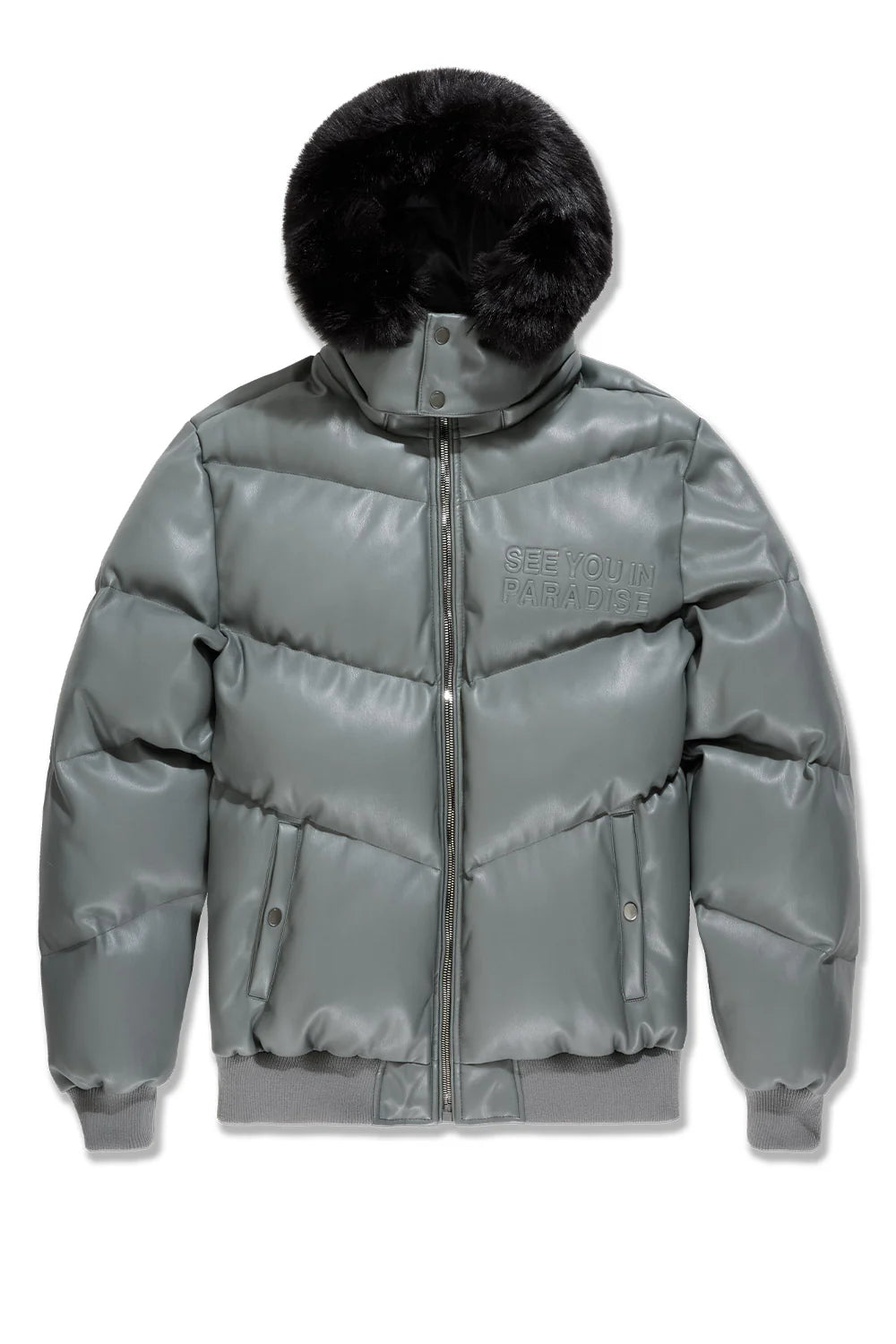 SYIP PU PUFFER WITH EMBOSS JACKET CHARCOAL 91665