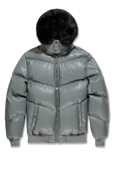 SYIP PU PUFFER WITH EMBOSS JACKET CHARCOAL 91665