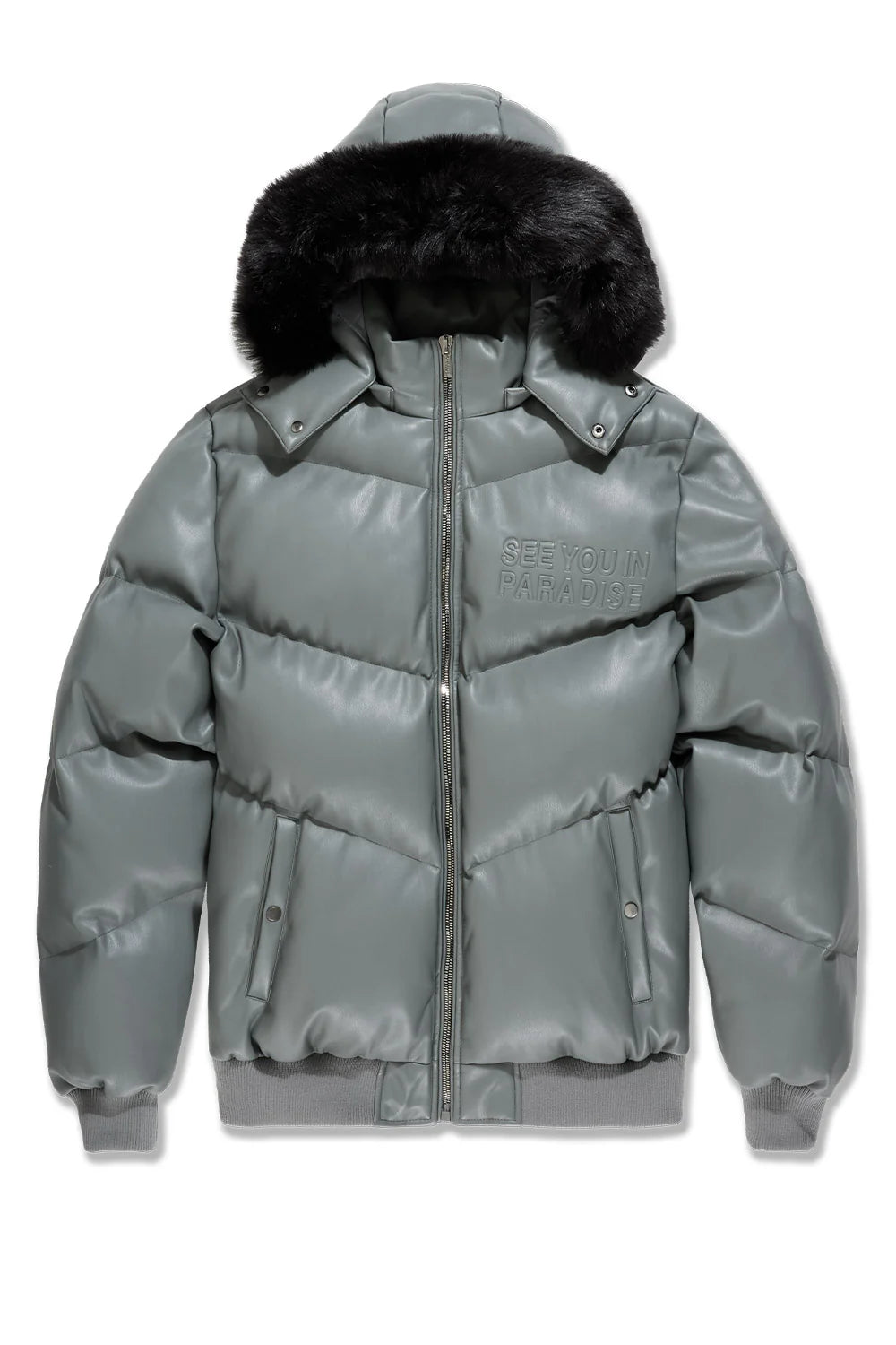 SYIP PU PUFFER WITH EMBOSS JACKET CHARCOAL 91665