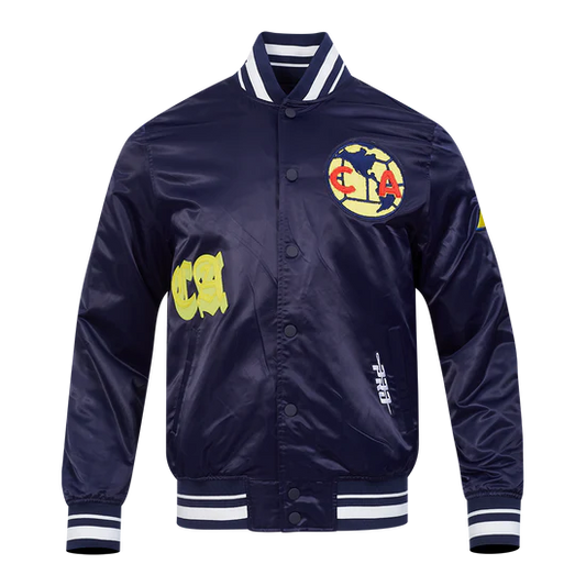 LIGA MX CLUB AMERICA OLD ENGLISH MEN'S RIB SATIN JACKET