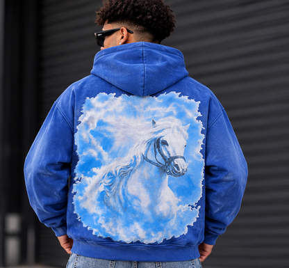 BLACK LIGHT MEN’S ANGEL HEAVEN 550 GSM FRENCH TERRY HOODIE BLUE 26824