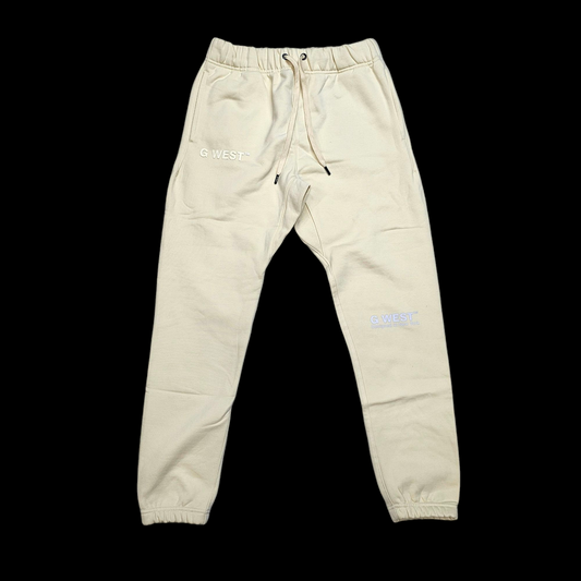 G WEST SMALL LOGO JOGGERS CREAM