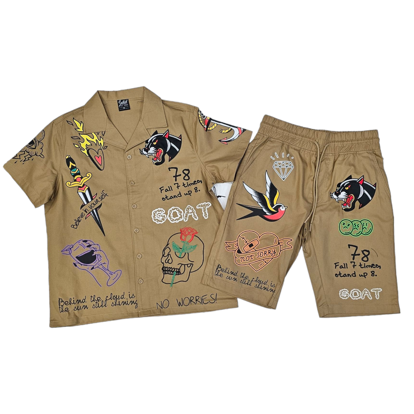 Switch Tattoo Patch Short Set Khaki