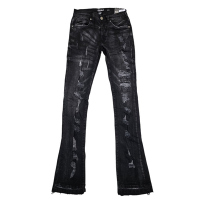 DASH STACKED DENIM JEANS BLACK CEMENTWASH AD2014