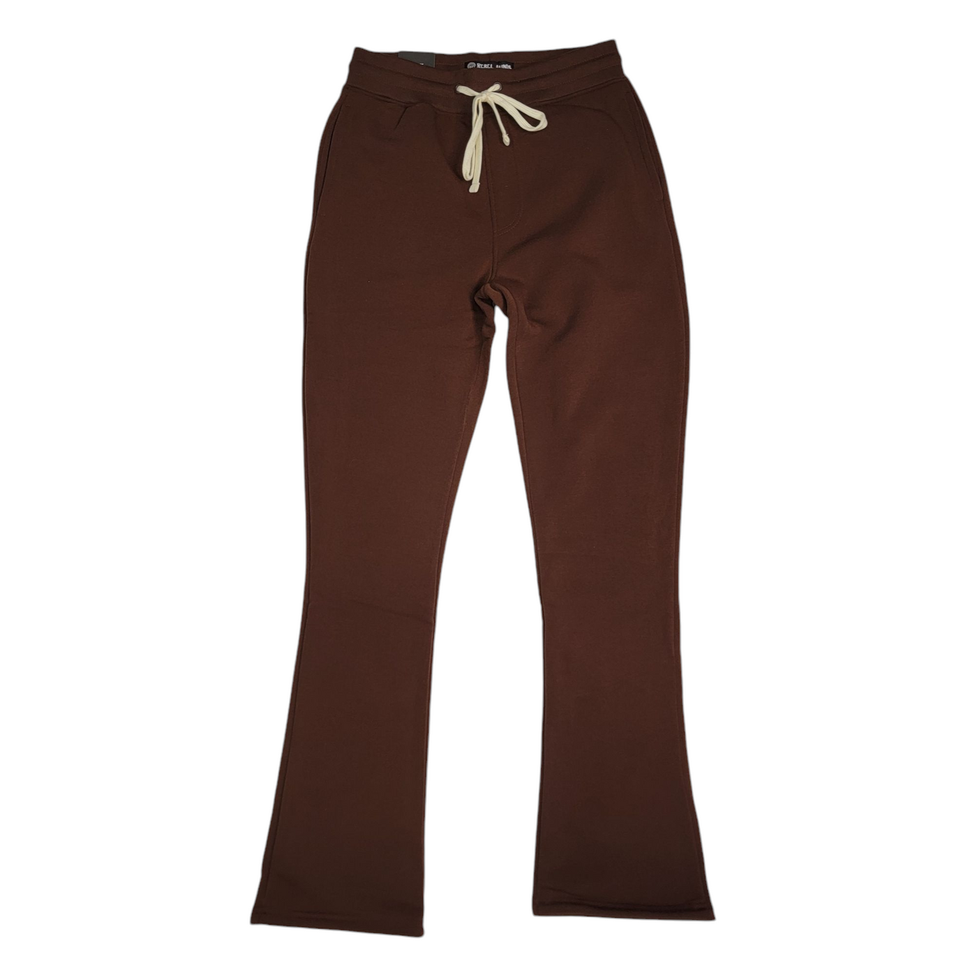 REBEL MINDS PLAIN FLEECE STACKED SWEATPANTS BROWN