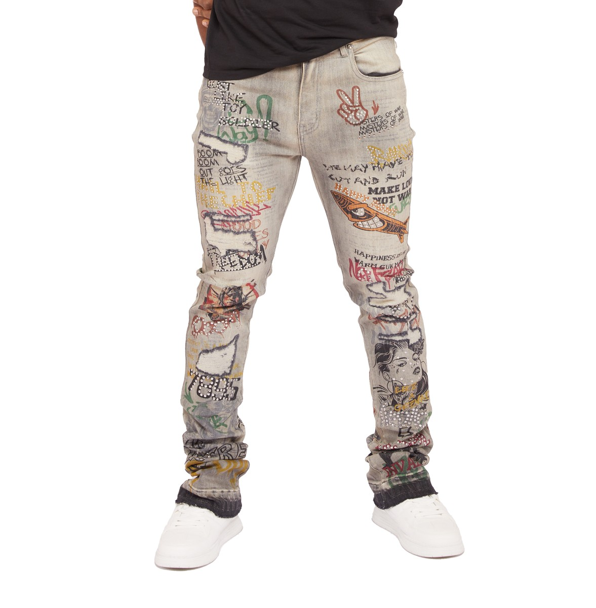 WAIMEA GRAFFITY STACKED FIT JEANS M8401T