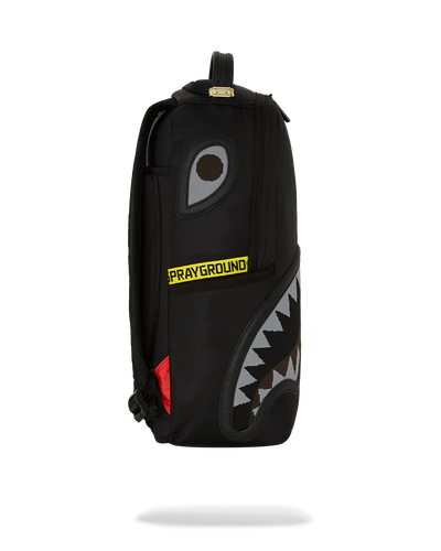 SPRAYGROUND SHARK CENTRAL YELLOW TAPE DLX SATIN BACKPACK