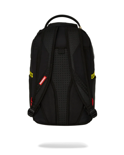 SPRAYGROUND SHARK CENTRAL YELLOW TAPE DLX SATIN BACKPACK