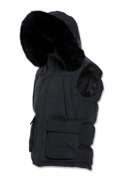 YUKON FUR LINED PUFFER VEST BLACK