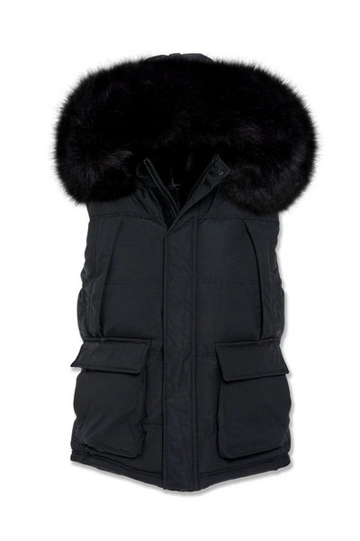 YUKON FUR LINED PUFFER VEST BLACK