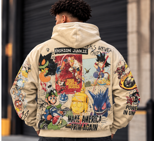 SYNDICATE UNITY GRAPHIC ZIP-UP HOODIE CREAM