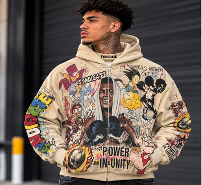SYNDICATE UNITY GRAPHIC ZIP-UP HOODIE CREAM