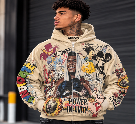 SYNDICATE UNITY GRAPHIC ZIP-UP HOODIE CREAM
