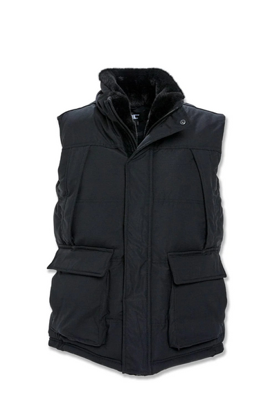 YUKON FUR LINED PUFFER VEST BLACK