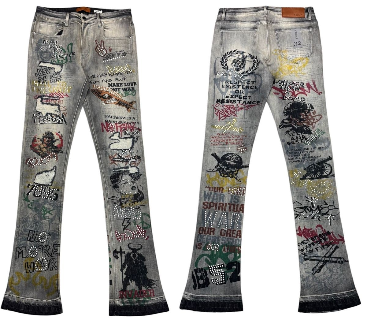 WAIMEA GRAFFITY STACKED FIT JEANS M8401T