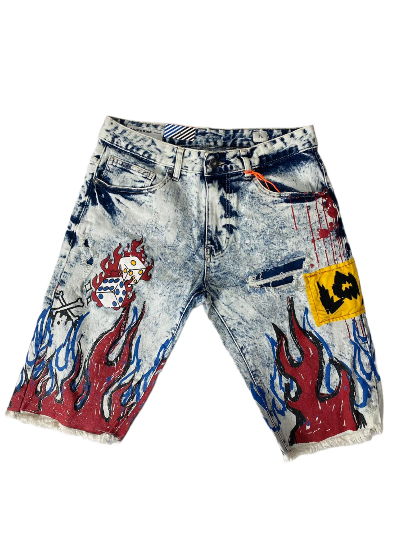 Flame Graphic Shorts Angel Blue