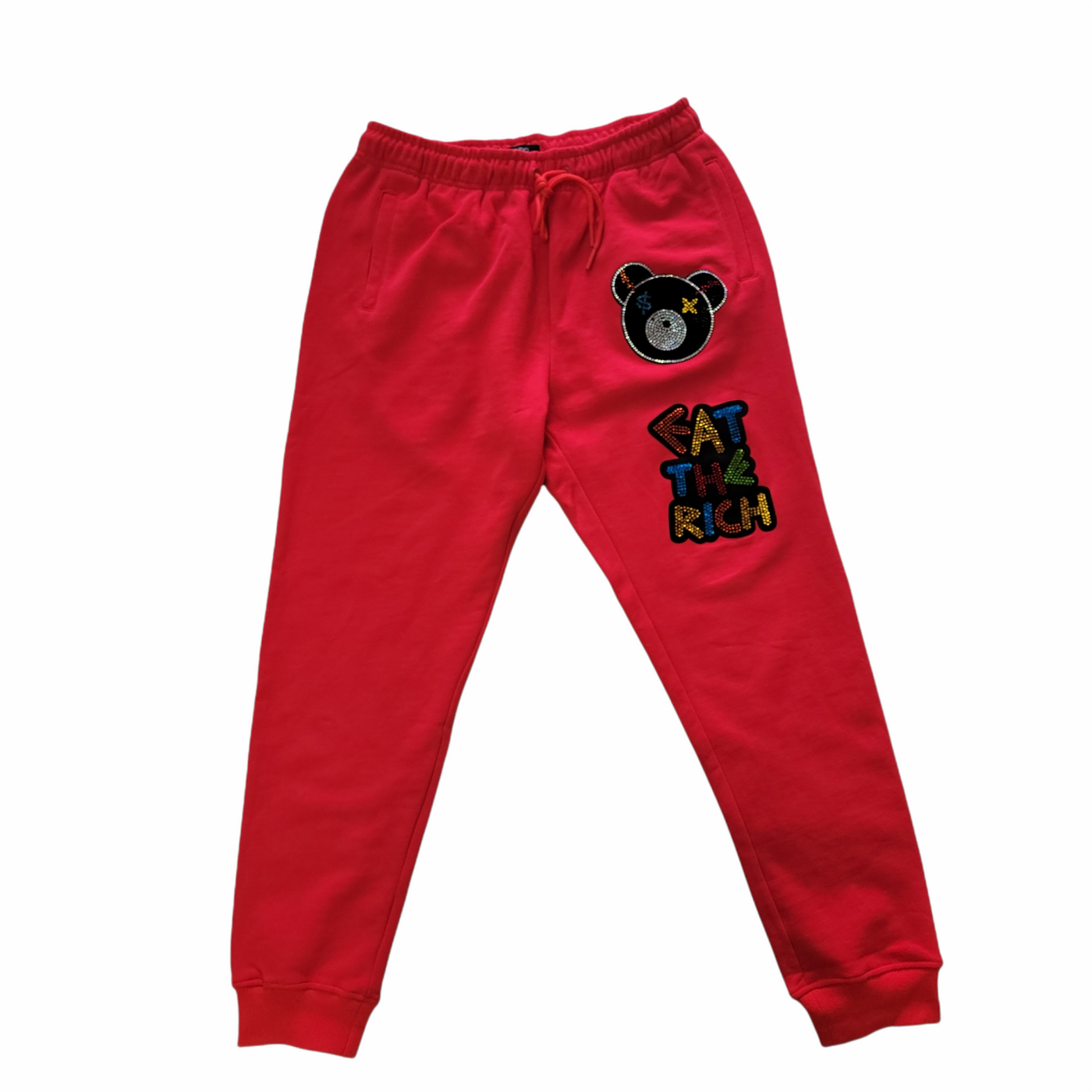 Eat The Rich Bear Sweatpants Red