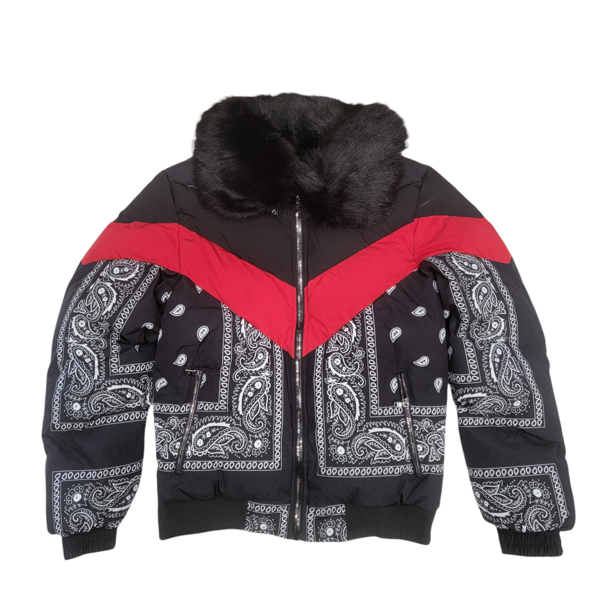 Jordan Craig Bandana puffer Jacket Black/Red