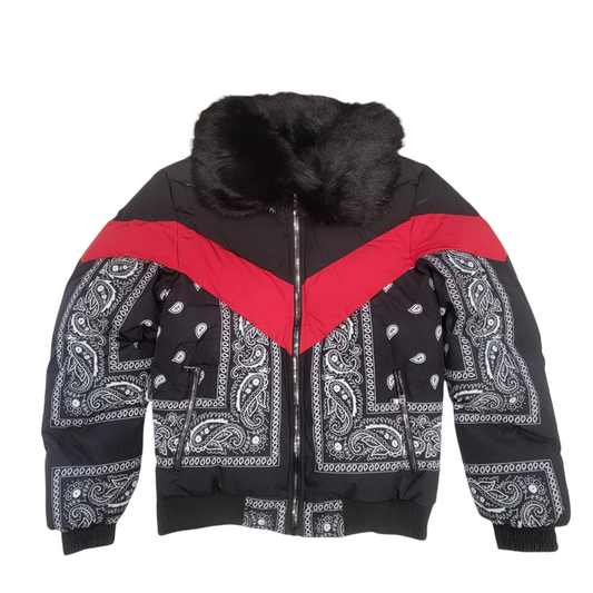 Jordan Craig Bandana puffer Jacket Black/Red